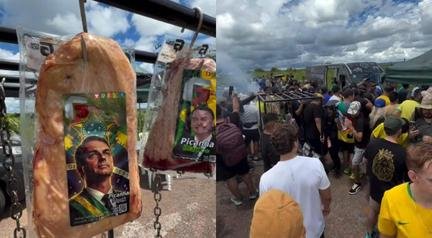 Frigor�fico bolsonarista faz churrasco na caminhada de Nikolas