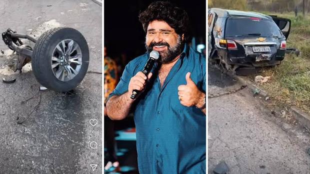 Fabiano, da dupla com C�sar Menotti, capota carro em acidente na BR-040, em MG
