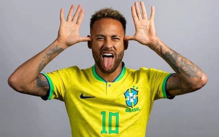 Neymar fazendo careta, sua comemoração ao fazer gol