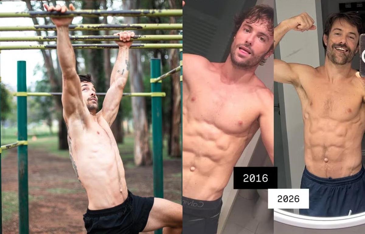 Kayky Brito compara físico de 2016 e 2026 e corpo musculoso chama atenção