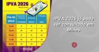 IPVA 2026 j� pode ser consultado em Minas