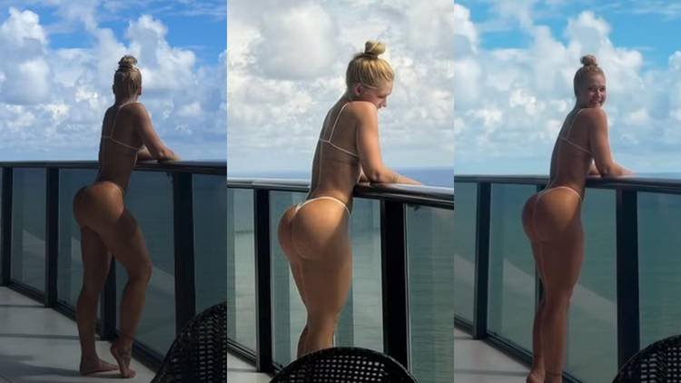 Virginia Fonseca exibe look de praia em apartamento de frente para o mar em Miami