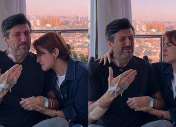 Lito Sousa cai no choro ao pensar em despedida da esposa e do filho