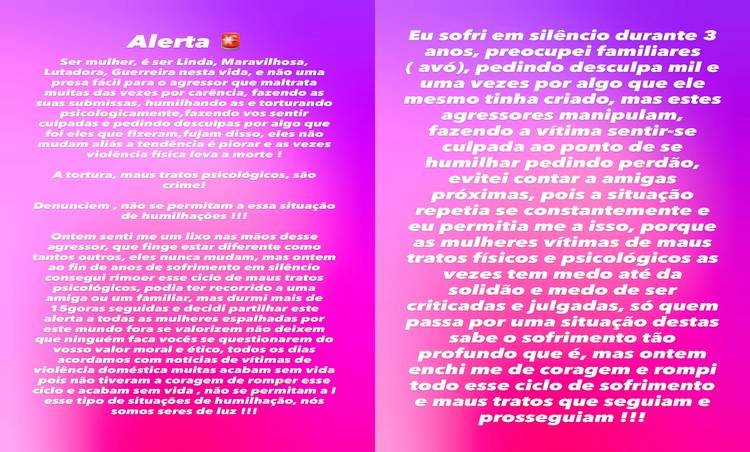 Print dos stories de Patrícia Ribeiro no Instagram