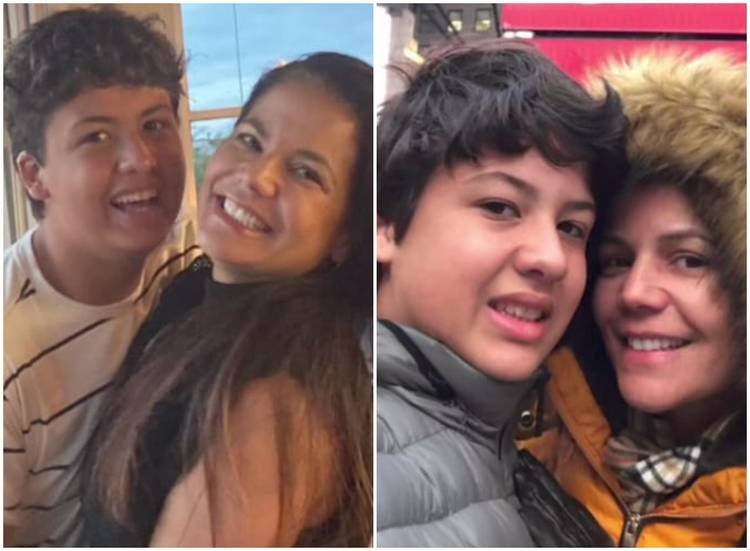 N�vea Stelmann posou com o filho 