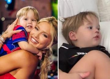 Virginia mostra filho após levar 5 pontos; caçula sofreu acidente em casa
