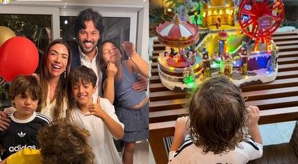 Filho de Alexandre Pato rouba a cena em festa com Patrícia Abravanel