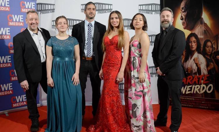 Thomas Casale, Sophia Correia, Jonas Correia, Emília Pedersen, Mingma Lama e Joaquim Ferreira no evento cinematográfico
