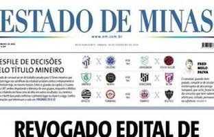 CONFIRA A CAPA DO ESTADO DE MINAS DO DIA 14/02/2026