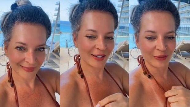 Joice Hasselmann renova bronzeado e exibe marquinha de biqu�ni