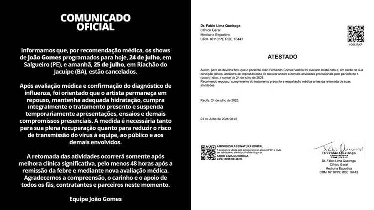 João Gomes cancela shows 