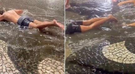 Calouros 'nadam' em po�a d'�gua durante trote universit�rio; veja foto