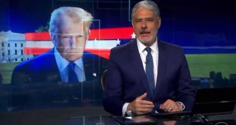 O presidente dos Estados Unidos, Donald Trump e o apresentador William Bonner.