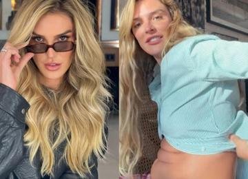 Rafa Brites exibe barriga em diferentes poses e questiona padrão de beleza