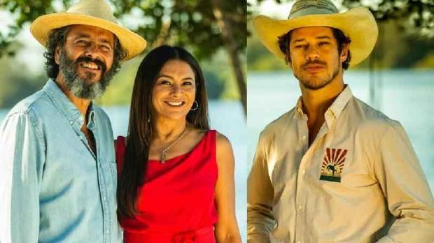 Jos� Le�ncio (Marcos Palmeira), Tadeu (Jos� Loreto) e Fil� (Dira Paes) de Pantanal
