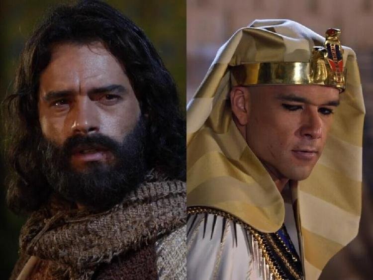 Moisés (Guilherme Winter) e Ramsés (Sergio Marone) de A Bíblia