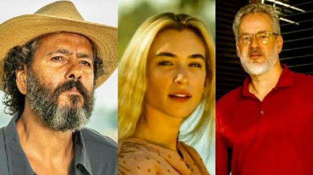 José Leôncio (Marcos Palmeira),  Érica (Marcela Fetter) e  Ibrahim (Dan Stulbach) em Pantanal  (Foto: Divulgação/TV Globo )