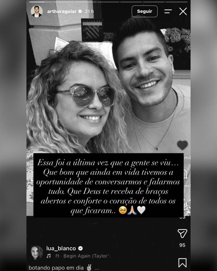 Print do story de Arthur Aguiar no Instagram 