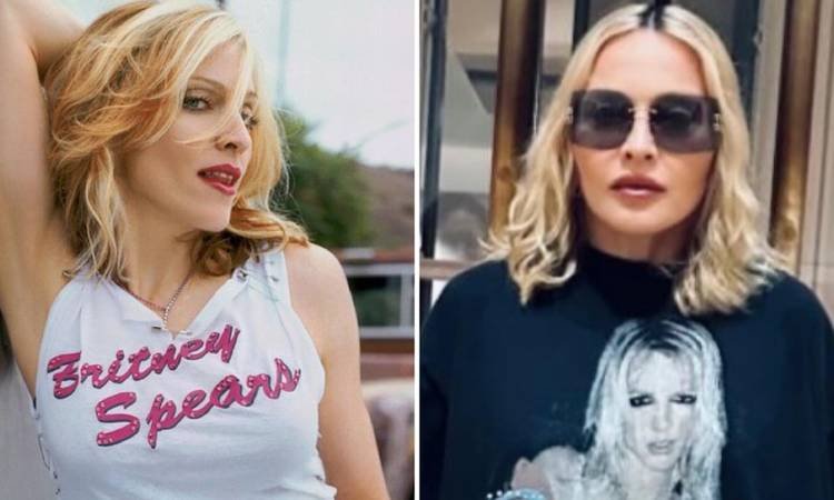 Madonna usa camisa de cole��o exclusiva da Balenciaga com Britney Spears