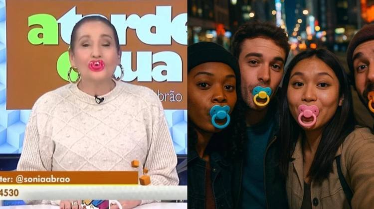 Apresentadora entrou na tend�ncia das chupetas nesta ter�a-feira (12)