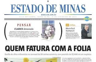 Confira a Capa do Jornal Estado de Minas do dia 10/02/2023