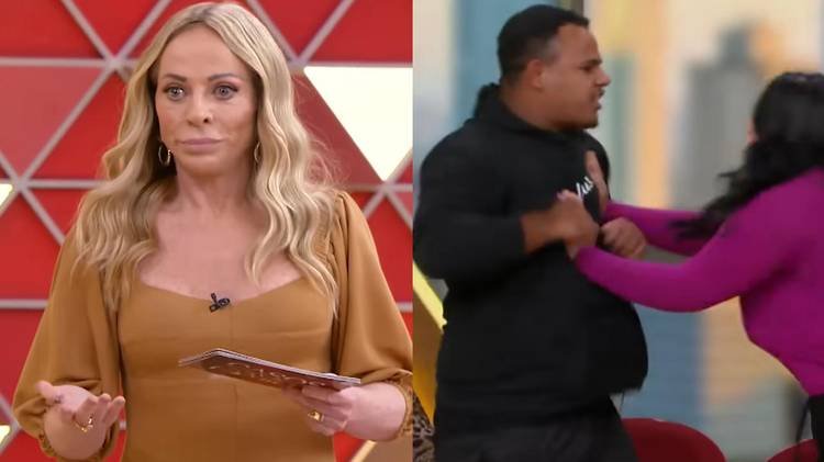 Apresentadora se assustou com a rea��o de um dos convidados do 'Casos de Fam�lia'