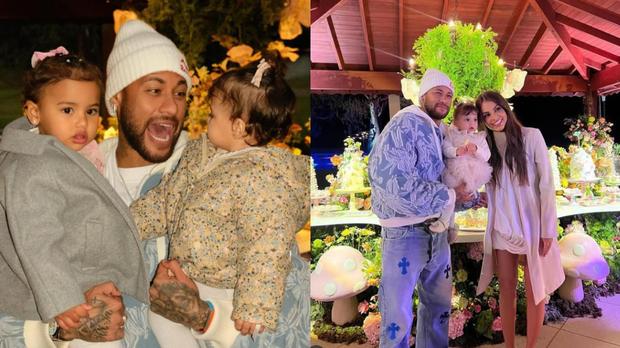 Neymar posa ao lado da ex em anivers�rio de 1 ano da filha ca�ula