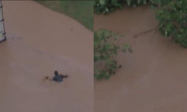 Record exibe momento em que v�tima desaparece em enchente na Grande SP