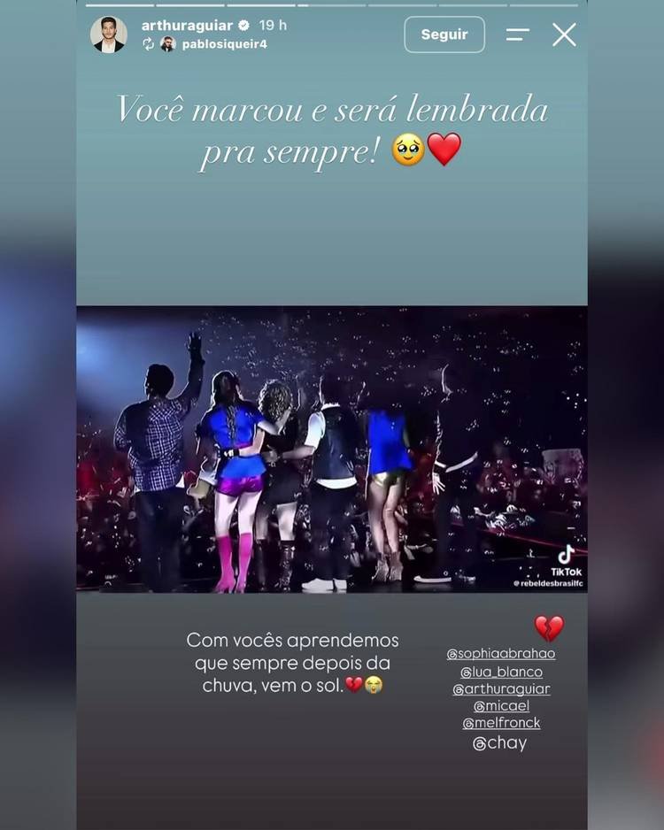 Print do story de Arthur Aguiar no Instagram, confira aqui