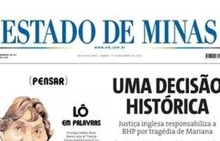 Confira a capa do Estado de Minas do dia 15/11/2025