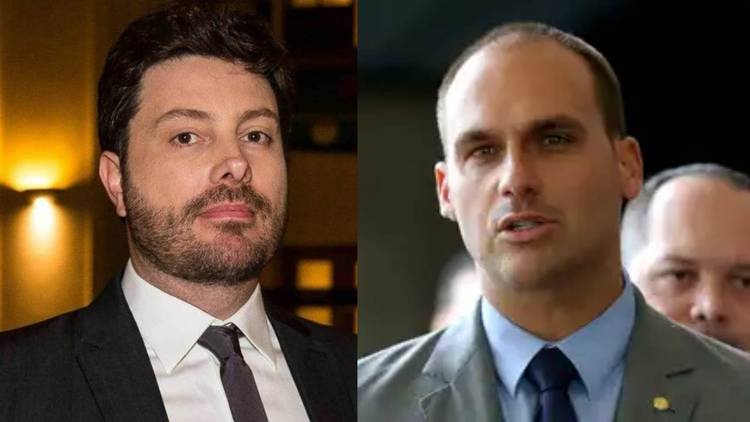 O apresentador Danilo Gentili e o deputado Eduardo Bolsonaro.