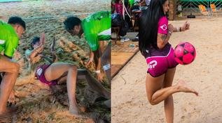 Ana Castela surge com hematomas ap�s vencer campeonato de futev�lei