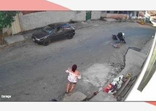 Susto: crian�a � atropelada por moto na porta de casa