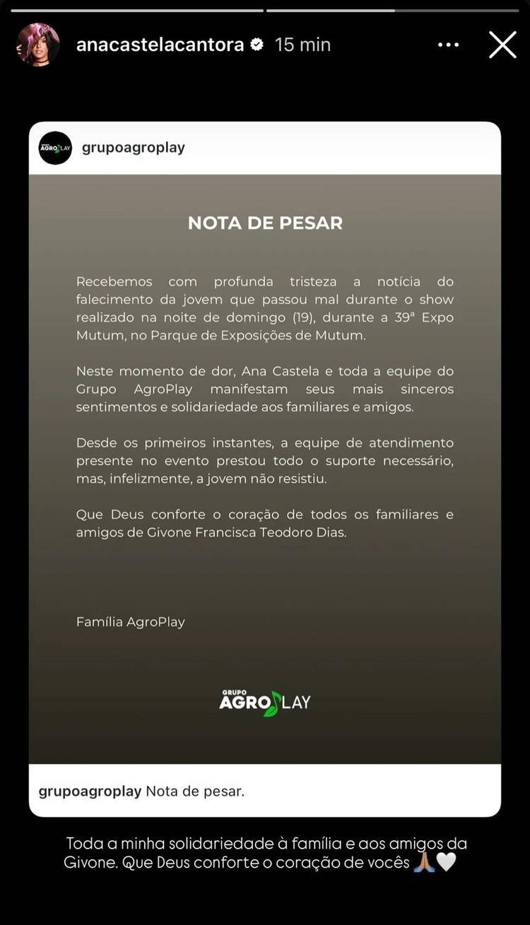 Ana Castela se manifestou
