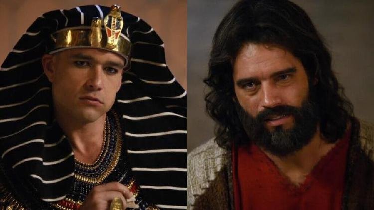 Ramsés (Sergio Marone) e Moisés (Guilherme Winter) de Os Dez Mandamentos