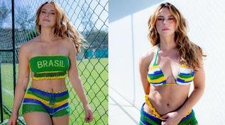 Paolla Oliveira viraliza com biquíni de crochê da Copa: 'É do Brasil'