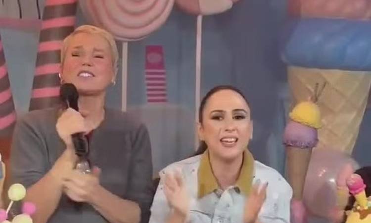 Tatá Werneck se surpreende com visita de Xuxa à festa de 7 anos de Clara Maria