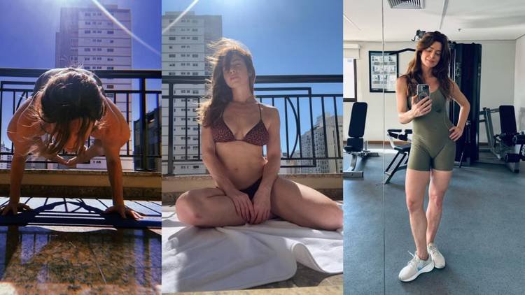 Leticia Spiller, aos 53 anos, mostra corpo de biquíni e rotina de exercícios