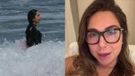 Influenciadora contou nas redes sociais que ignorou sinais do mar e acabou sendo surpreendida pela força das ondas em Itacoatiara, no Rio de Janeiro