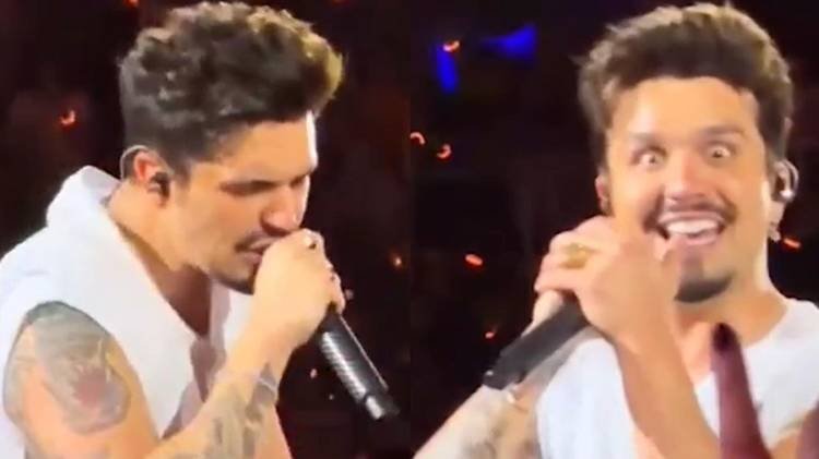 Cantor reagiu ap�s perceber que o momento foi registrado por uma f� diretamente da plateia do show